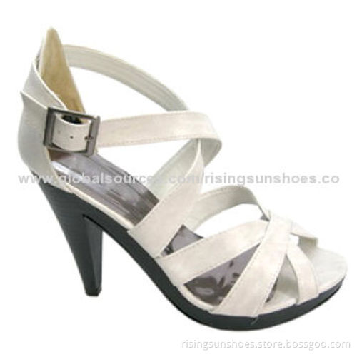 Women's gladiator sandals, fashionable design, with wood-imitating high heel, various colors/sizes